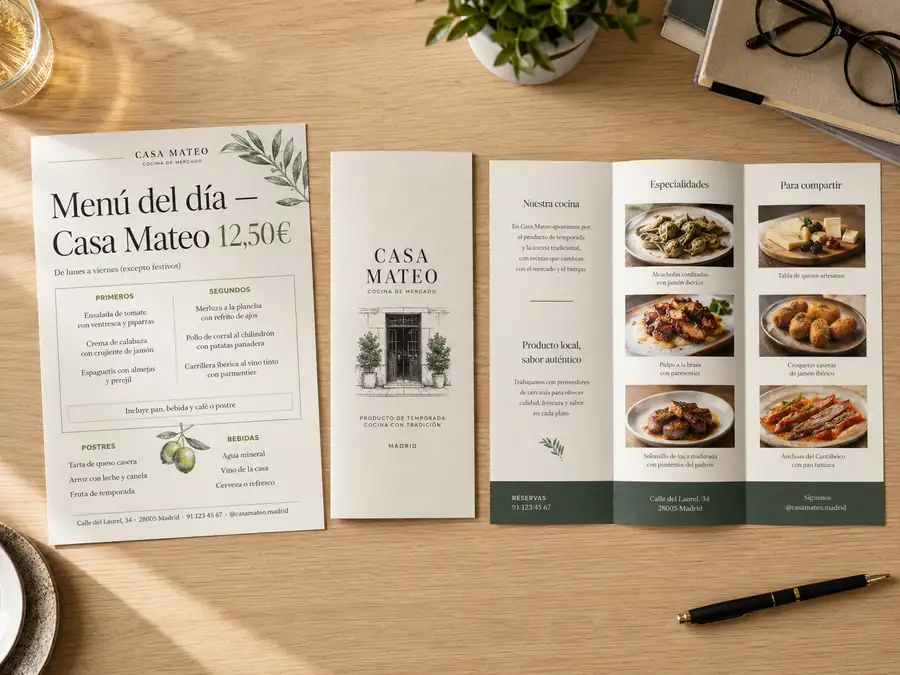 Flyers y trípticos impresos por Pingraf para Casa Mateo
